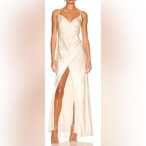 NWT Shona Joy La Lune Cross Draped Maxi Dress Cream Size 4